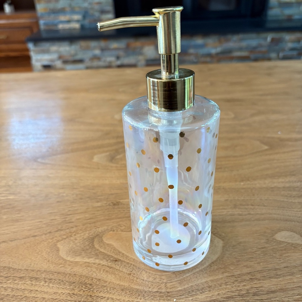New, iridescent and gold soap dispenser